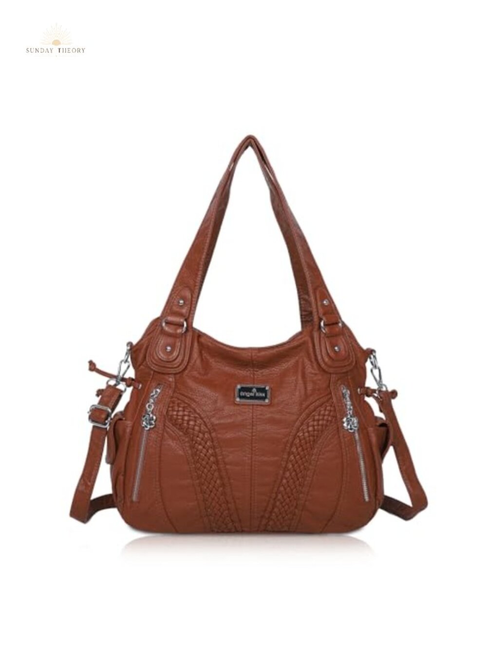 Washed PU Leather Tote Bag Hobo Shoulder Crossbody Satchel Handbag